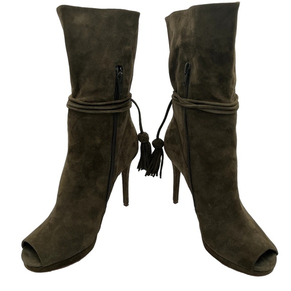 Michael Michael Kors Women's Rosalie Open Toe Suede Bootie Olive Size 7.5 - Picture 5 of 8